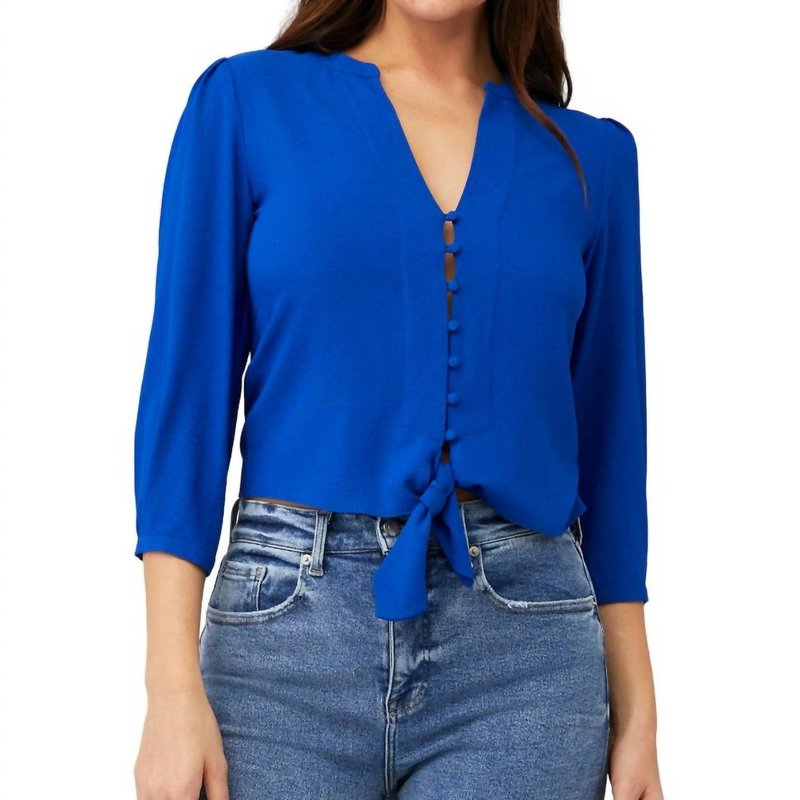 Shop 1.state Tie Front Blouse In Yacht Blue