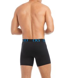 (X) Sport | 6" Boxer Brief 3-Pack - Black With Electric Blue/Diva Pink/Electric Green