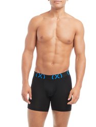 (X) Sport | 6" Boxer Brief 3-Pack - Black With Electric Blue/Diva Pink/Electric Green