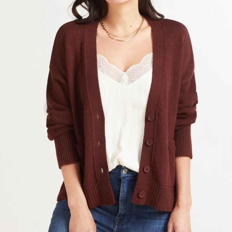 525 Relaxed Pocket Cardigan In Brown