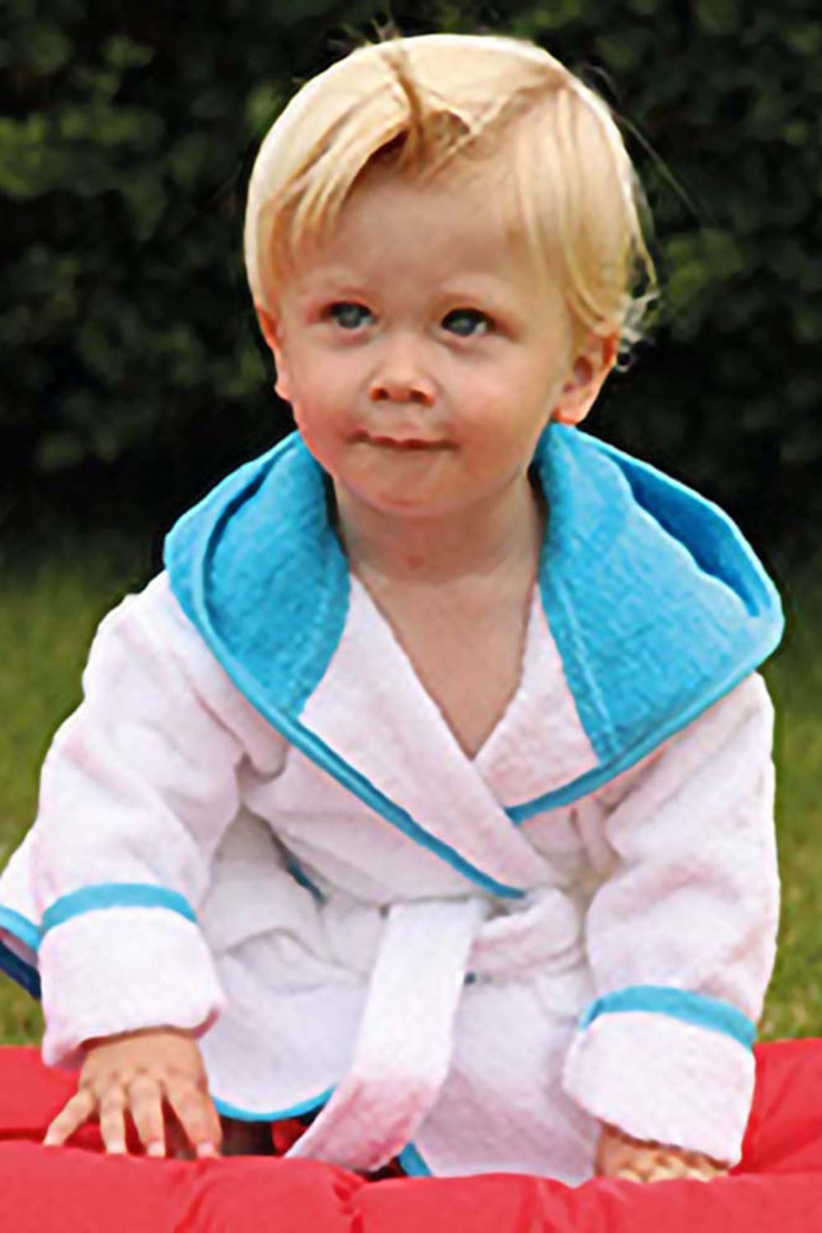 A&R Towels Baby/Toddler Babiezz Hooded Bathrobe Aqua Blue 3/12 Months