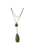 Double Diana Denmark Necklace in Green Onyx with Green Mojave Copper Turquoise Drop - Green