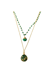 Double Jill Necklace with Gold Green Onyx Chain and Green Mojave Copper Turquoise Pendant