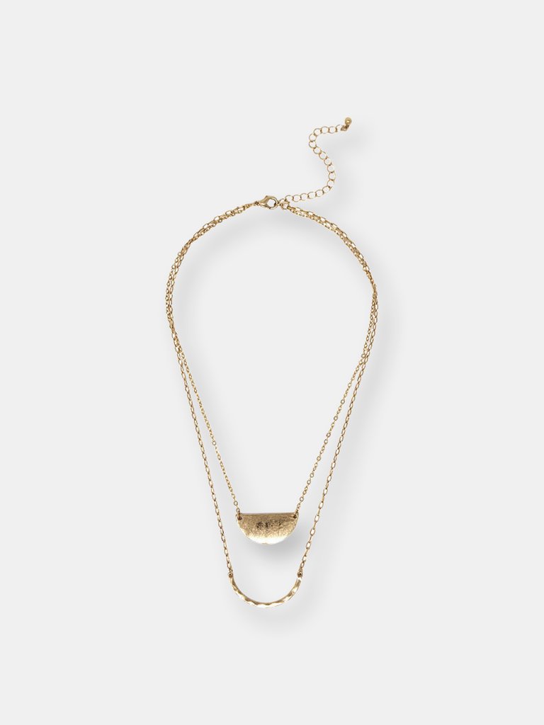 Double Layer Modern Style Necklace in Gold - Gold