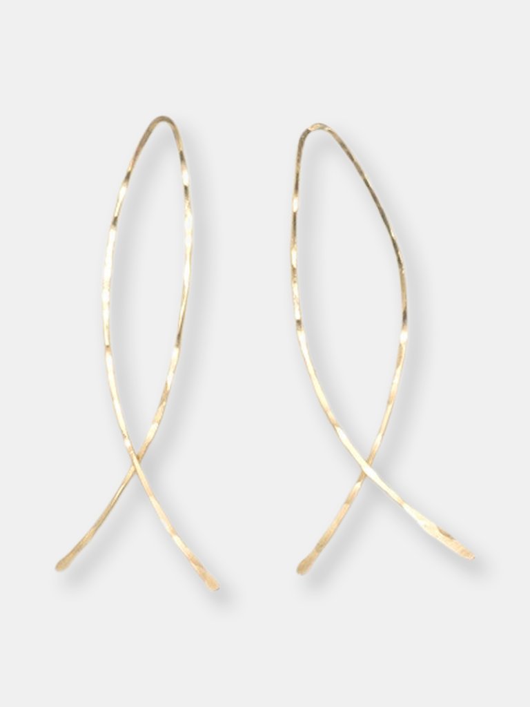 Fishtail Hammered Wire Earring - Gold