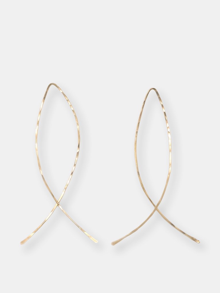 Fishtail Hammered Wire Earring - Gold