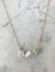 Gold 3 Odd Stone Moonstone Bar Necklace - White