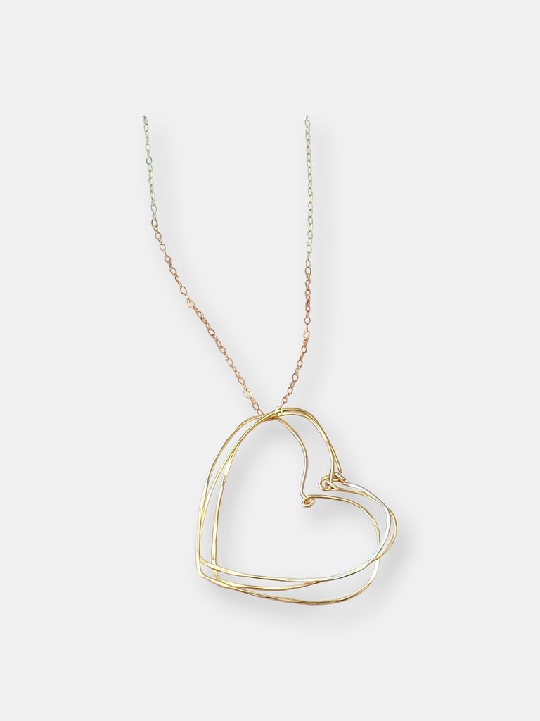 Gold Hearts Necklace on a Gold Chain - Gold