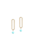 Gold Oval Earring with Blue Soapstone Drop - Gold