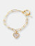Gold Paperclip Chain Toggle Bracelet with Gold Druzy Heart Pendant