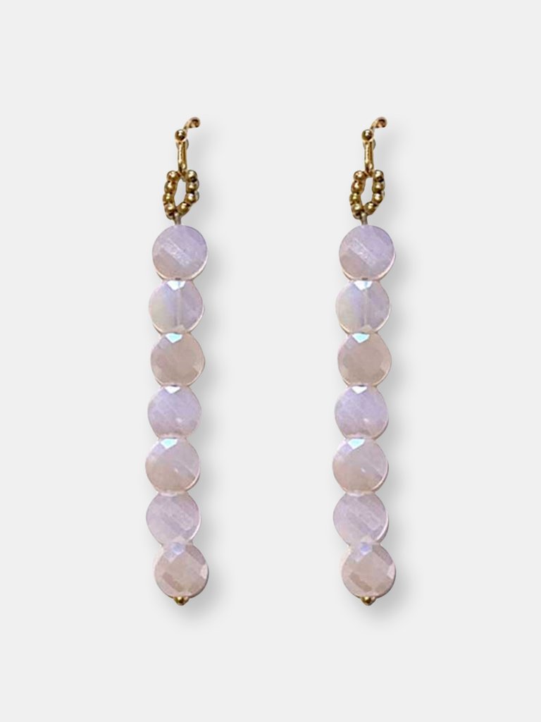 Iridescent Petal Pink Crystal Drop Earring