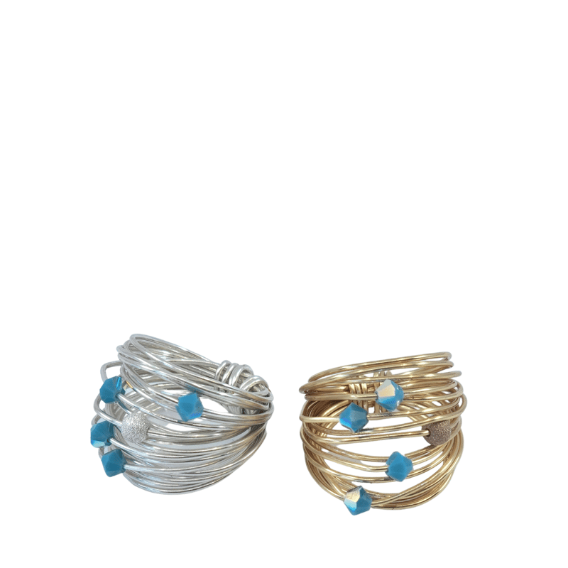Shop A Blonde And Her Bag Marcia Wire Wrap Ring With Blue Opaque Swarovski Crystals