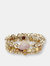 Multi Glass and Gold Beaded Stretch Bracelet with White Druzy - Gold