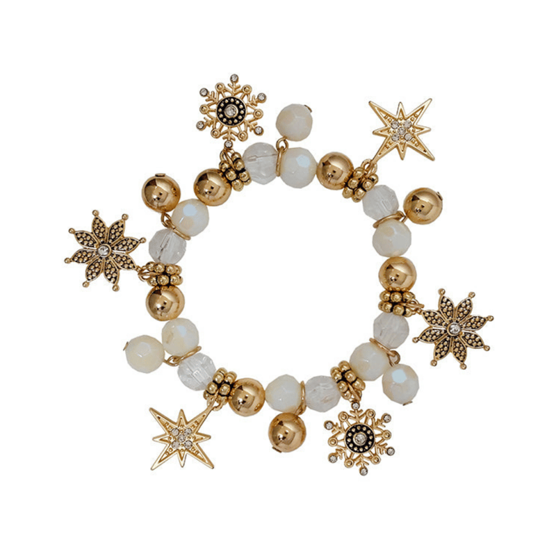 Shop A Blonde And Her Bag Snowflake Charm Bracelet In Gold
