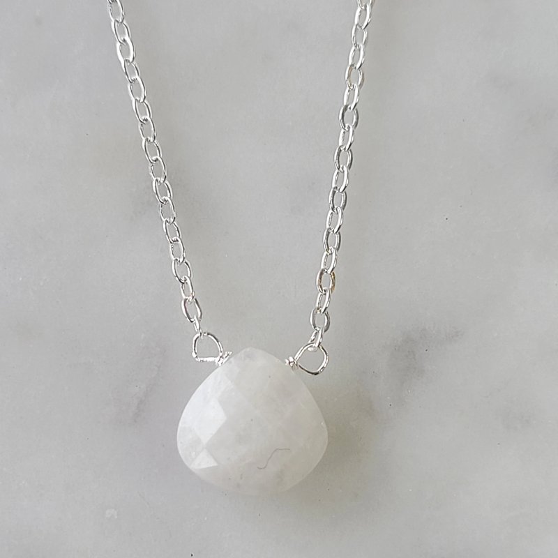 A Blonde And Her Bag Stephanie Delicate Drop Necklace In Moonstone - Brass Chain In White
