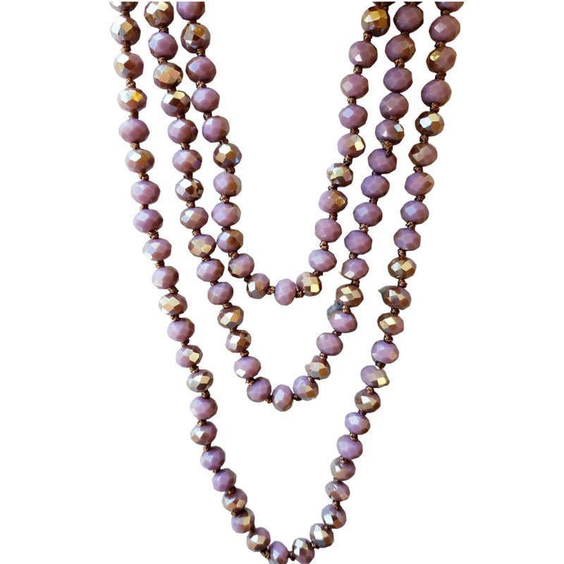 Shop A Blonde And Her Bag Taupe And Purple Crystal Beaded Necklace