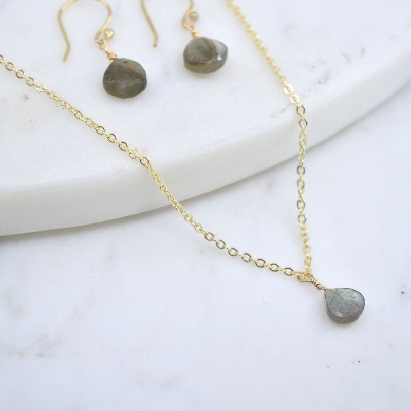 Shop A Blonde And Her Bag The Bailey Set In Labradorite And Vermeil In Grey