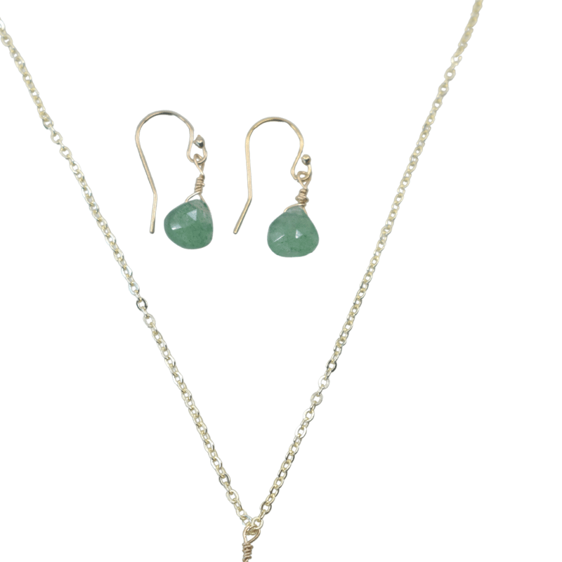 A_blonde_and_her_bag_jewelry The Bailey Set In Strawberry Quartz And Vermeil In Green
