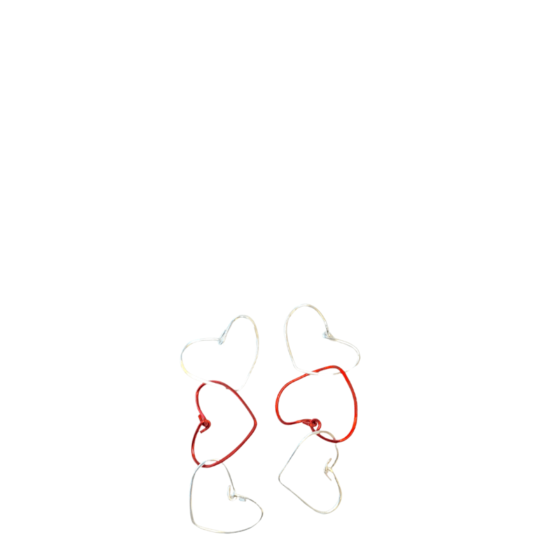 A Blonde And Her Bag Three Heart Drop Earring In Red