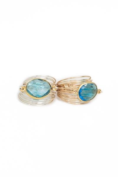 A Blonde And Her Bag Torrey Ring In Blue Topaz In Gold