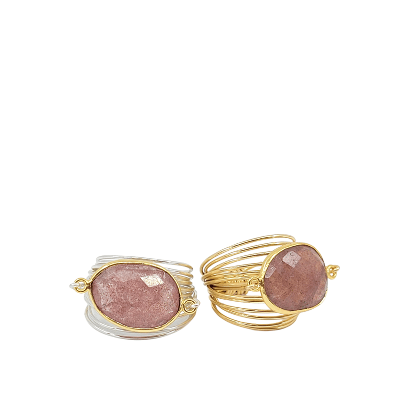 A Blonde And Her Bag Torrey Ring In Cherry Quartz In Gold