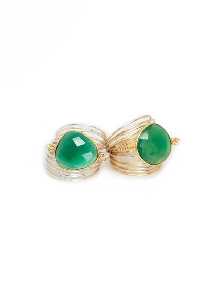 A Blonde And Her Bag Torrey Ring In Green Onyx In Grey
