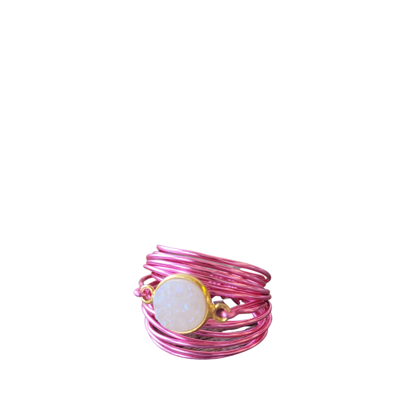 Shop A Blonde And Her Bag Torrey Ring In Hot Pink With White Druzy