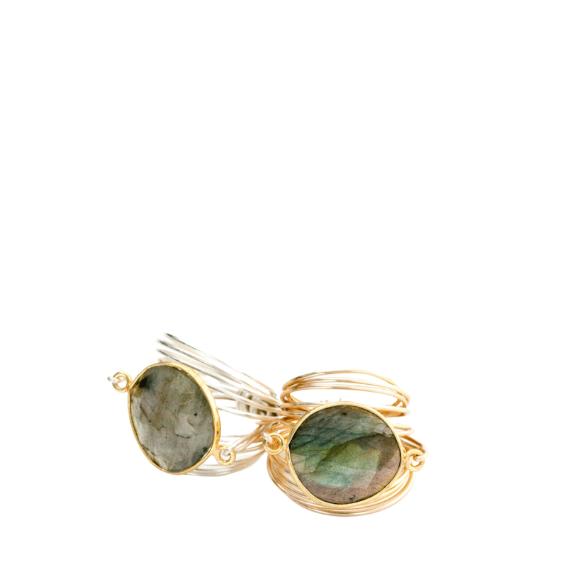 A Blonde And Her Bag Torrey Ring In Labradorite In Gold
