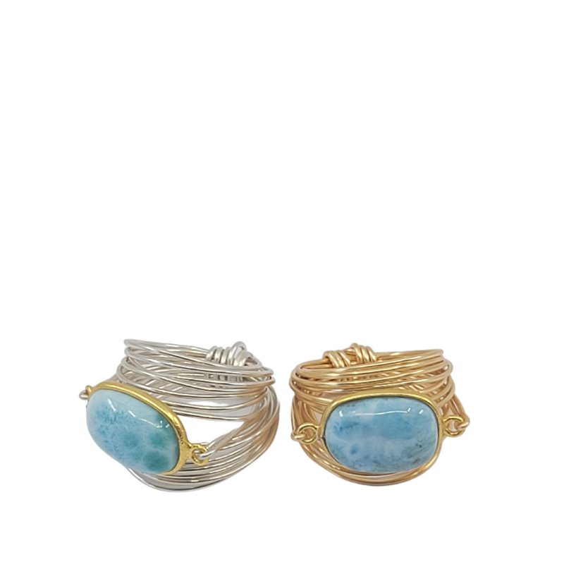 A Blonde And Her Bag Torrey Ring In Larimar In Gold