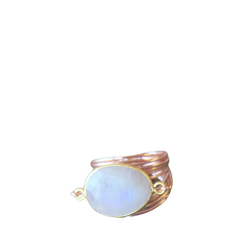 A Blonde And Her Bag Torrey Ring In Rose Gold With Moonstone In Pink