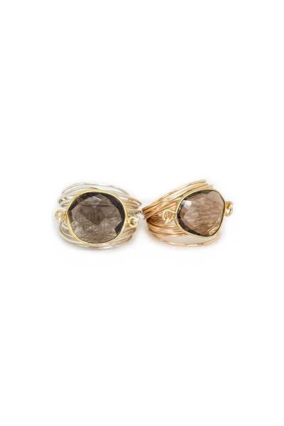 A Blonde And Her Bag Torrey Ring In Smoky Quartz In Gold