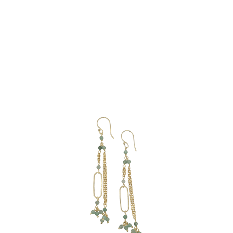 A Blonde And Her Bag Two Strand Gold Earring With Green Strawberry Quartz And Oval Accent