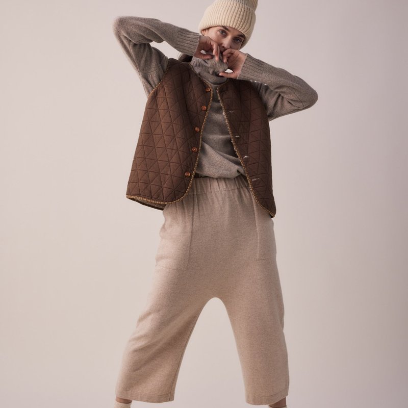 A Mente Cashmere Wool Blended Knit Baggy Pants In Brown