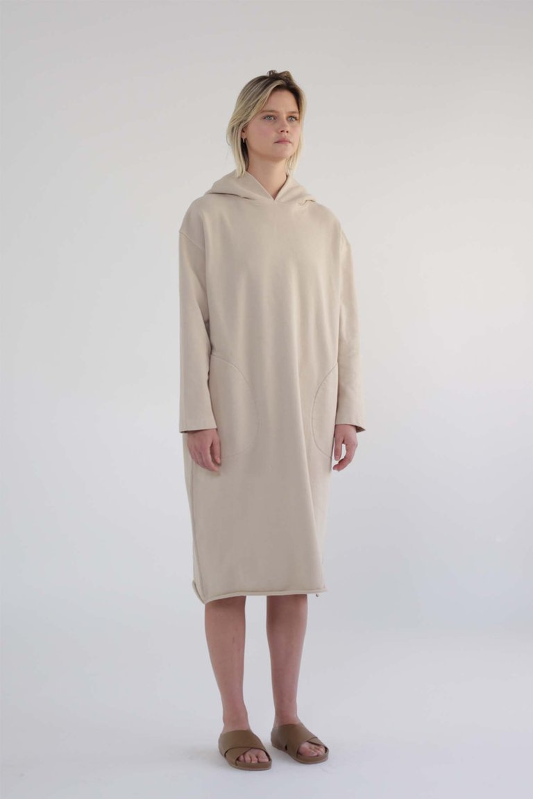 Garment Dye Cotton Fleece Hoodie Dress
