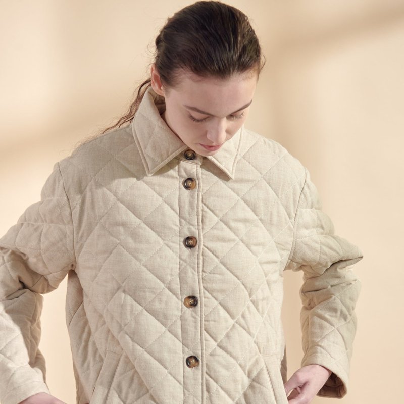 A Mente Quilted Button Down Shirts Jacket In White