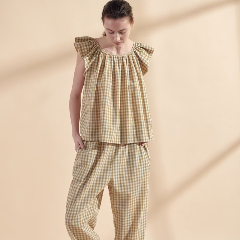 A Mente Ruffle Gingham Top In Yellow