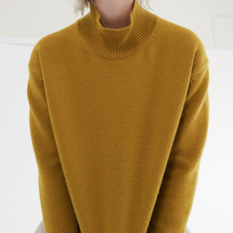 A Mente Wool Turtleneck Long Sleeve Sweater In Yellow