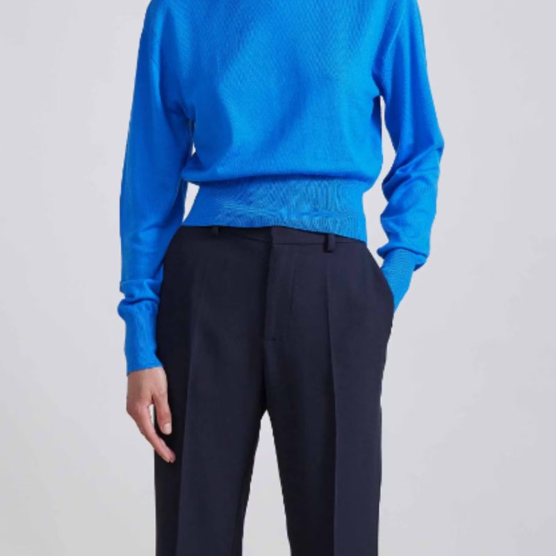Shop Apiece Apart Lauren Clean Crew Neck Sweatshirt In Blue