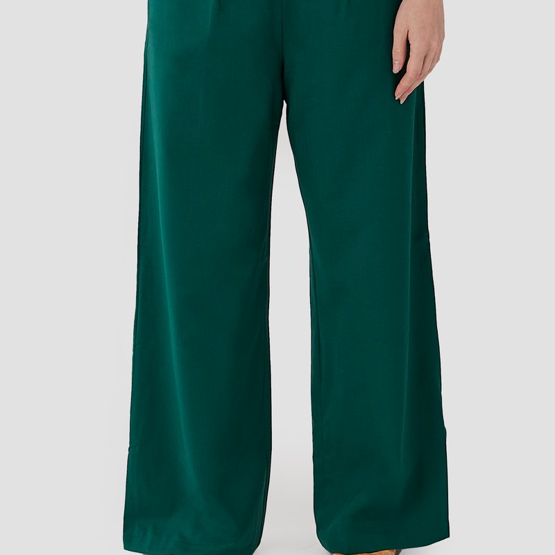 Shop Aam The Label The Wool Wide Leg Pant In Green