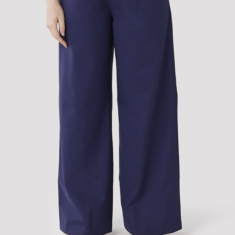 Shop Aam The Label The Wool Wide Leg Pant In Blue