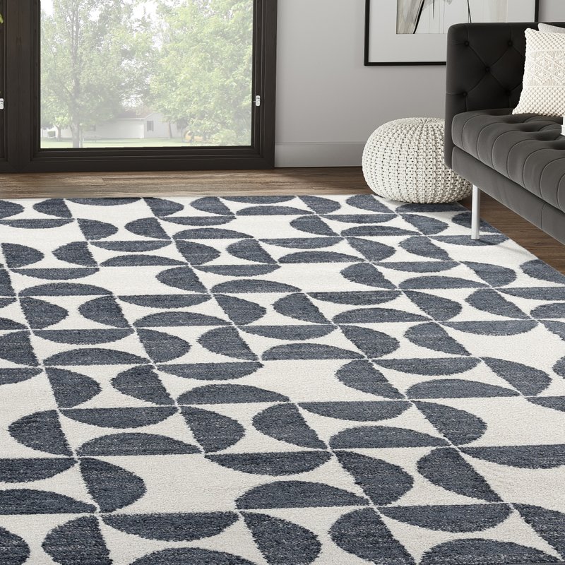 Abani Rugs Nuevo Nue170a High-contrast Charcoal And Ivory Area Rug In White