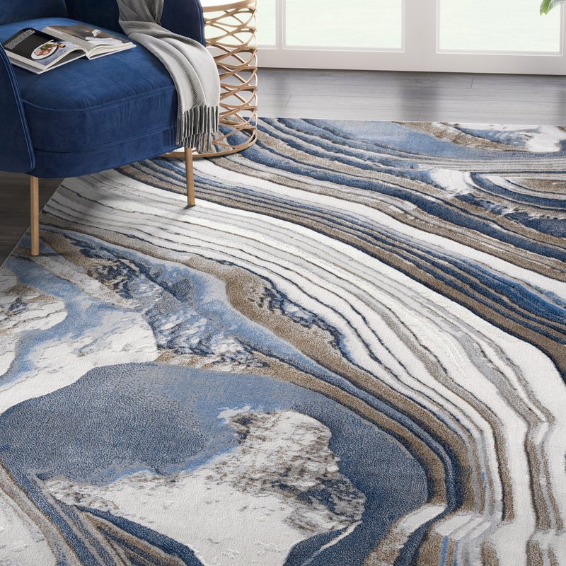 Abani Rugs Regal Reg150a Blue Grey Gold Topography Inspired Area Rug