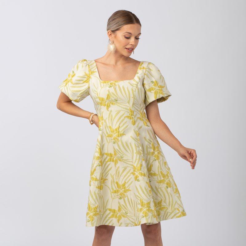 Abbey Glass Margot Square Neck Dress Pear Blossom In Green