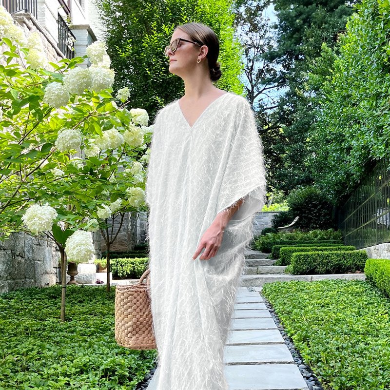Abbey Glass Rosemary Caftan Dress In White
