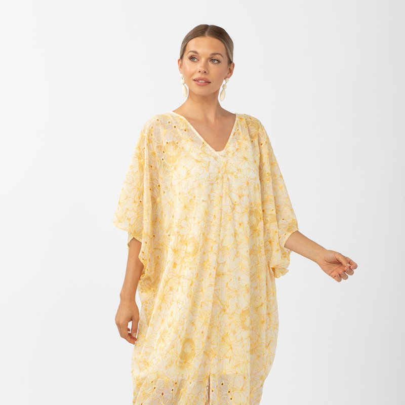 Abbey Glass Rosemary Caftan Lace Dress In Yellow