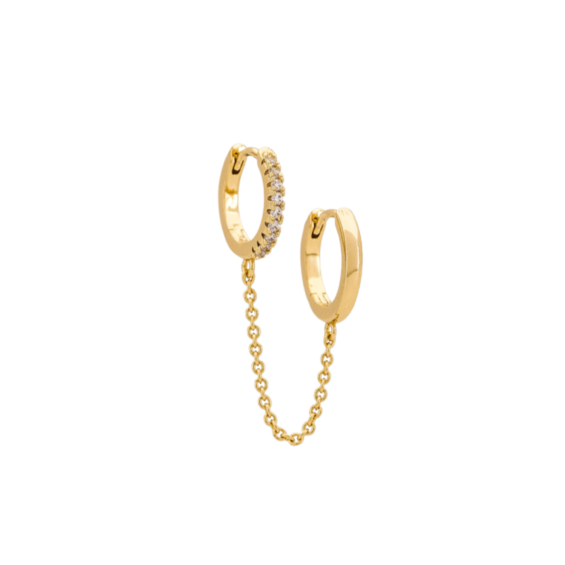 Nus Double Huggie Chain Earring In Gold