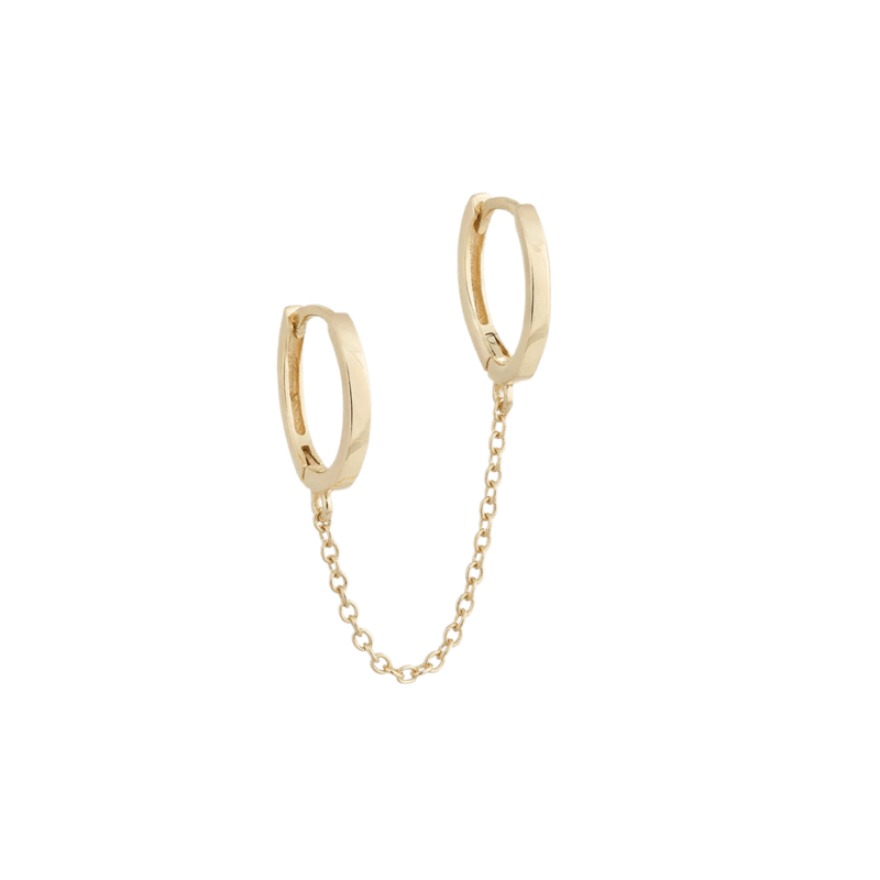 Nus Solid Double Huggie Chain Earring In Gold
