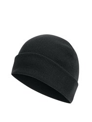 Knitted Turn Up Ski Hat - Black - Black