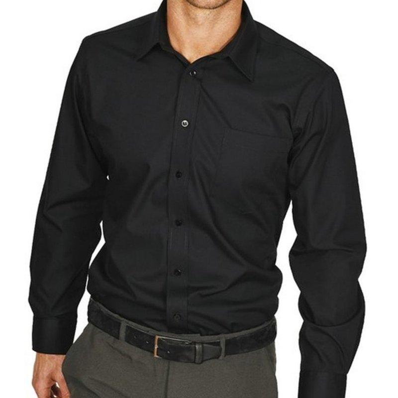 Absolute Apparel Mens Long Sleeved Classic Poplin Shirt In Black