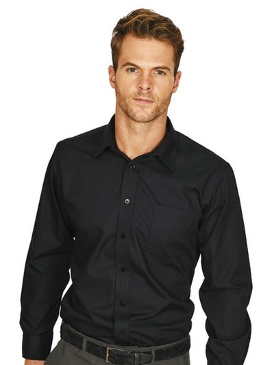 Absolute Apparel Mens Long Sleeved Classic Poplin  Shirt - Black product